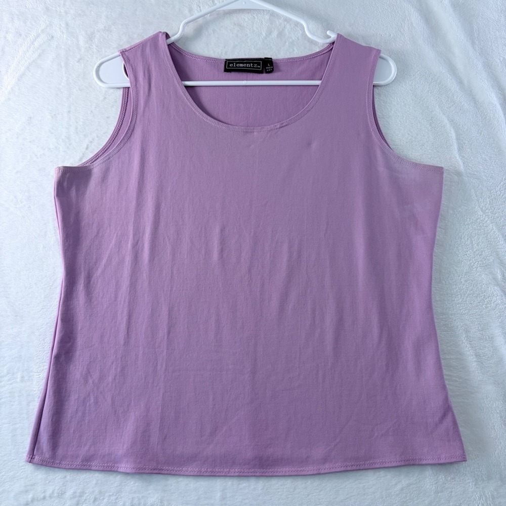Elementz Purple Tank Top Womens Size L Sleeveless Stretch Basic Scoop Neck
